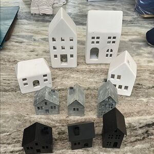 Decorative Ceramic and Metal House Set